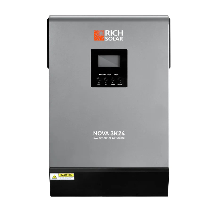 Rich Solar NOVA MAX 3K | 3kW 24 Volt Powerful Off-Grid Hybrid Solar Inverter for RVs, Trailers, Campers, Vans, Trucks, Overlanders, Boats | #1 Ranked 24V Hybrid Inverter