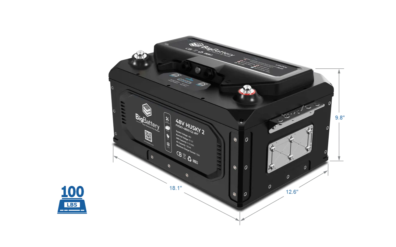 BigBattery 48V HUSKY 2 INV KIT Lithium Battery 5.12kWh 100Ah | LiFePO4 | Inverter Comms | RV | Off-Grid | Marine Battery