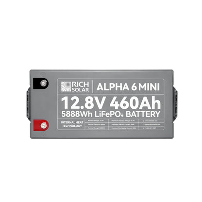 Rich Solar ALPHA 6 MINI | 12V 460Ah Compact LiFePO₄ Battery | Internal Heater & Bluetooth for RV, Van, Marine, Cabin, Backup & Off-Grid Power