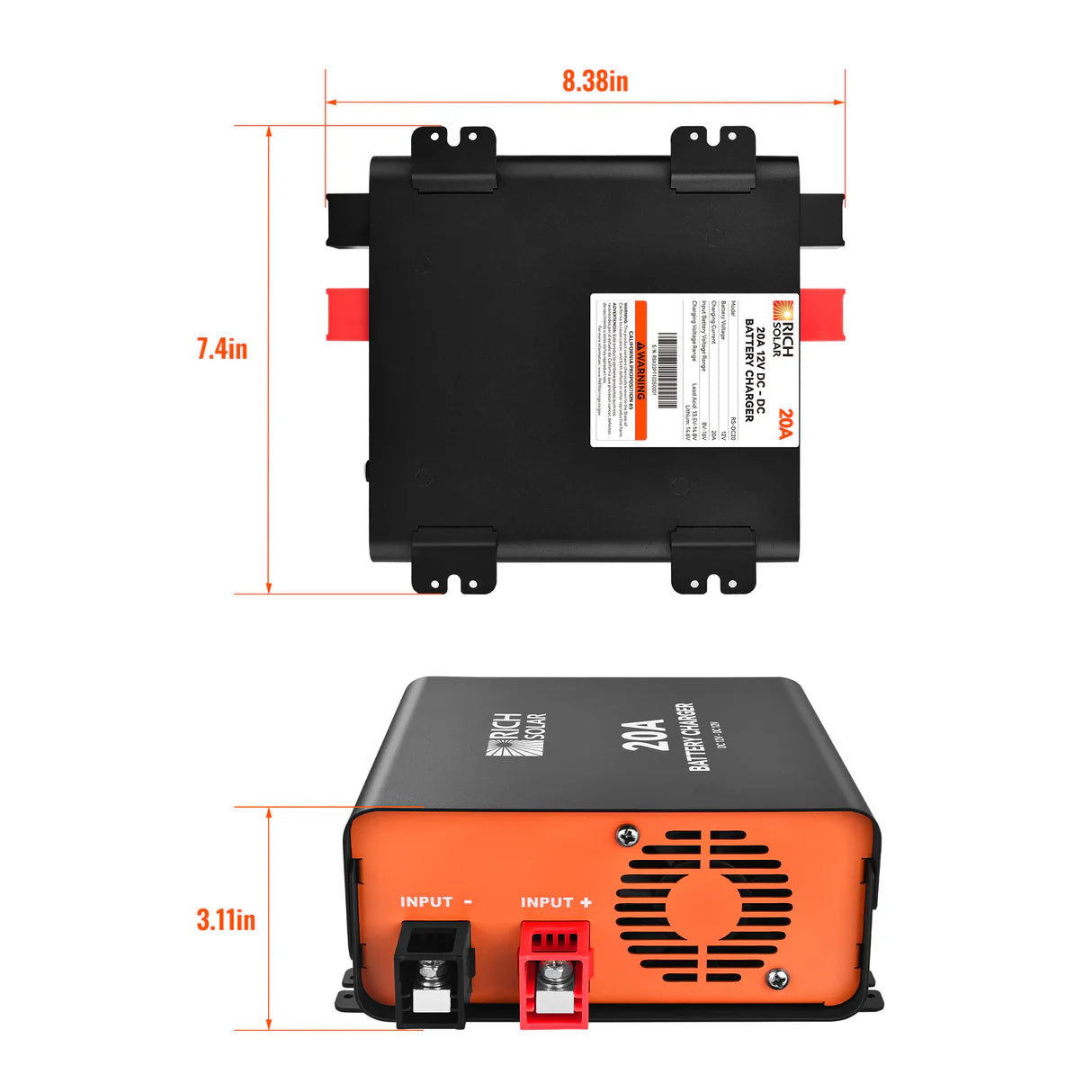 RICH SOLRA 12V DC-DC Battery Charger for RV, Van, Boat, Off-Grid | Lithium & Lead-Acid Batteries
