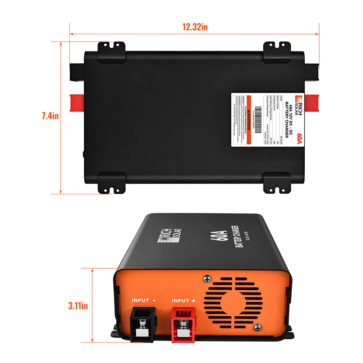 RICH SOLRA 12V DC-DC Battery Charger for RV, Van, Boat, Off-Grid | Lithium & Lead-Acid Batteries