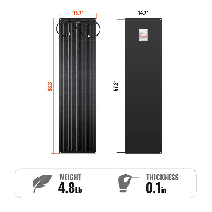 Rich Solar MEGA PRO FLEX 24V Flexible Solar Panel | Bendable, IP68 Waterproof, for RV Roofs, Marine, Off-Grid, and Overland Systems