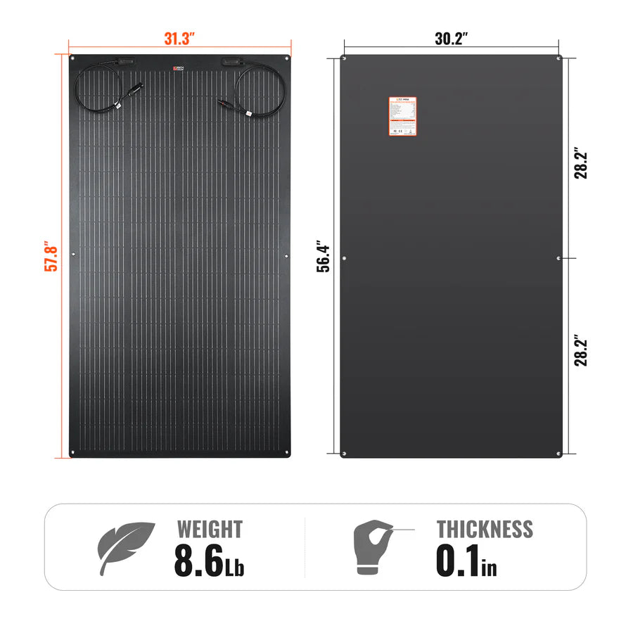 Rich Solar MEGA PRO FLEX 24V Flexible Solar Panel | Bendable, IP68 Waterproof, for RV Roofs, Marine, Off-Grid, and Overland Systems