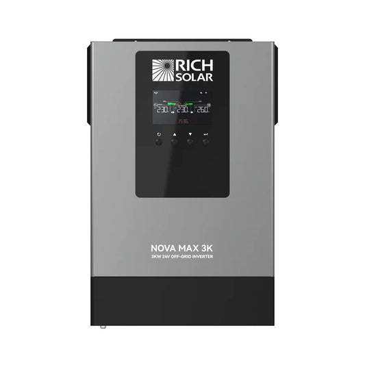 Rich Solar NOVA MAX 3K 2026 | 24V 3000W Off-Grid Hybrid Inverter | Pure Sine Wave Power for RVs, Campers, Vans, Trailers, Boats ; Off-Grid Systems