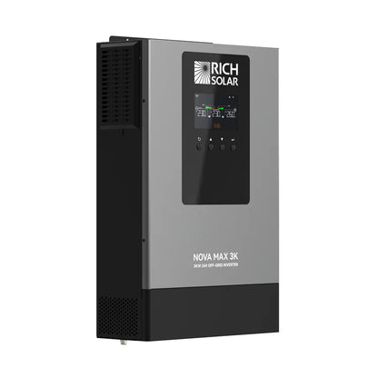 Rich Solar NOVA MAX 3K 2026 | 24V 3000W Off-Grid Hybrid Inverter | Pure Sine Wave Power for RVs, Campers, Vans, Trailers, Boats ; Off-Grid Systems