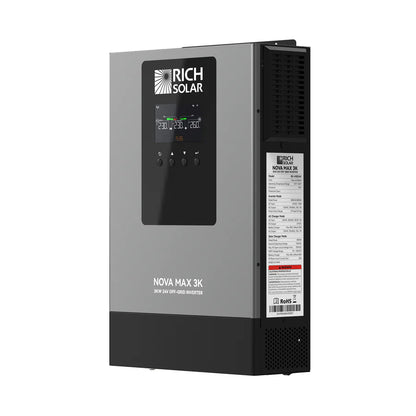 Rich Solar NOVA MAX 3K 2026 | 24V 3000W Off-Grid Hybrid Inverter | Pure Sine Wave Power for RVs, Campers, Vans, Trailers, Boats ; Off-Grid Systems