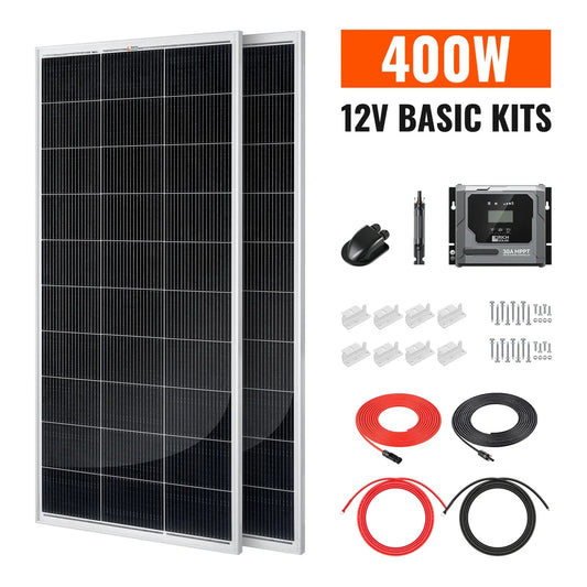 Rich Solar Basic 400 Watt Solar Kit | Solar Panel & Charge Controller Kit for RVs, Vans & Off-Grid Applications | Expandable Solar Charging