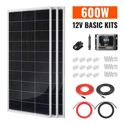Rich Solar Basic 600 Watt Solar Kit | Solar Panel & Charge Controller Kit for RVs, Vans & Off-Grid Applications | Expandable Solar Charging