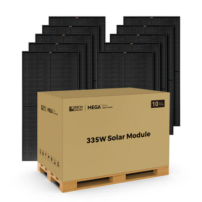 Rich Solar MEGA 335 PRO | 335 Watt Solar Panel | Premium Grid-tie or Off-grid Solar Panel for Residential, Commercial, Agriculture | 25-Year Output Warranty