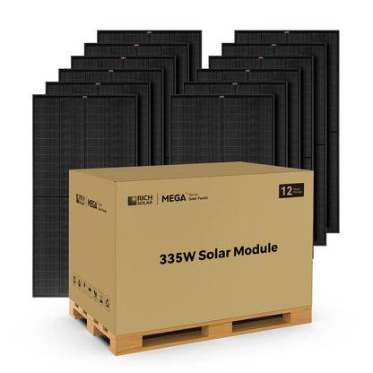 Rich Solar MEGA 335 PRO | 335 Watt Solar Panel | Premium Grid-tie or Off-grid Solar Panel for Residential, Commercial, Agriculture | 25-Year Output Warranty