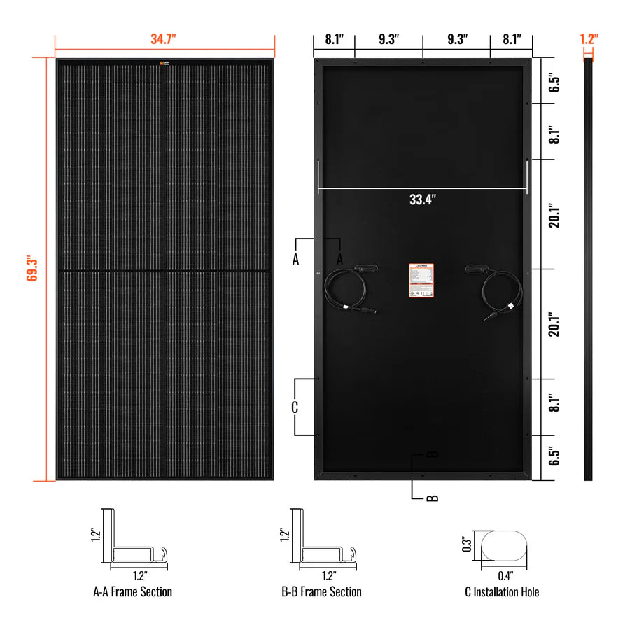 Rich Solar MEGA 335 PRO | 335 Watt Solar Panel | Premium Grid-tie or Off-grid Solar Panel for Residential, Commercial, Agriculture | 25-Year Output Warranty