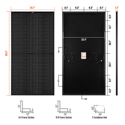 Rich Solar MEGA 335 PRO | 335 Watt Solar Panel | Premium Grid-tie or Off-grid Solar Panel for Residential, Commercial, Agriculture | 25-Year Output Warranty