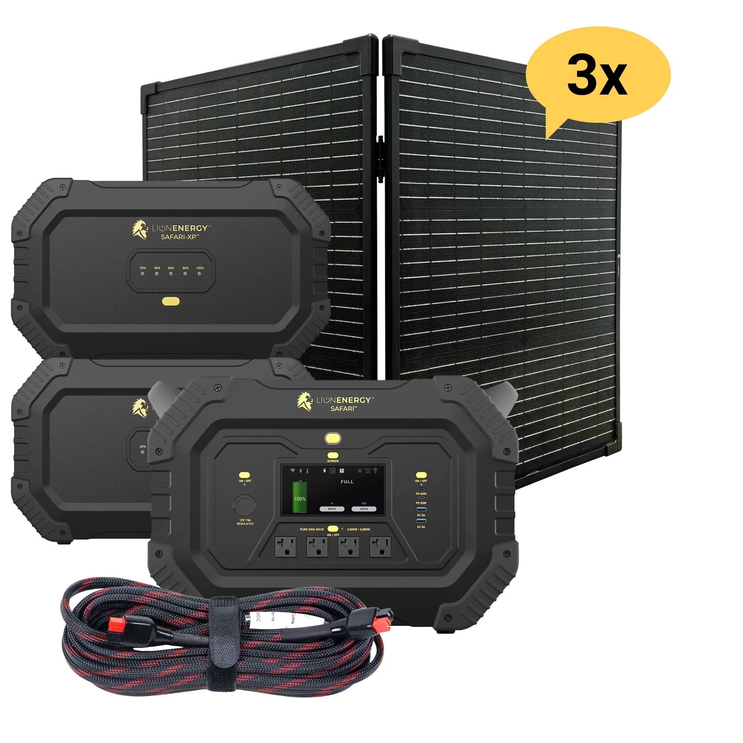 LionEnergy|Safari+2*XP-Portable Power Station Bundle(3,000W, 4,300Wh, LiFePO4)