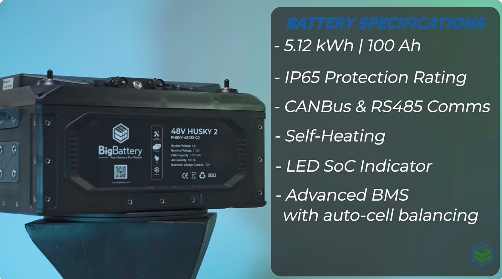 Load video: BigBattery HUSKY 2 - LiFePO4 Battery | Golf Cart, RV, and Van Power Solutions-ecopowerit