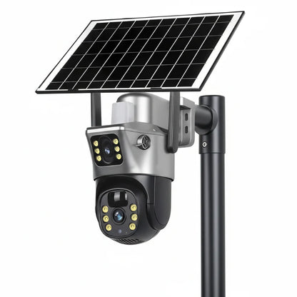 4G WiFi Solar Security Camera Dual Lens 8MP 4K PIR Night Vision Outdoor CCTV