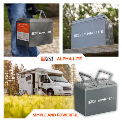 Rich Solar ALPHA 1 Series | 12V 100Ah LiFePO4 Battery | Powerful 12V Lithium Battery for RVs, Trailers, Vans, Boats, Off-Grid| Bluetooth and Internal Heat Technology