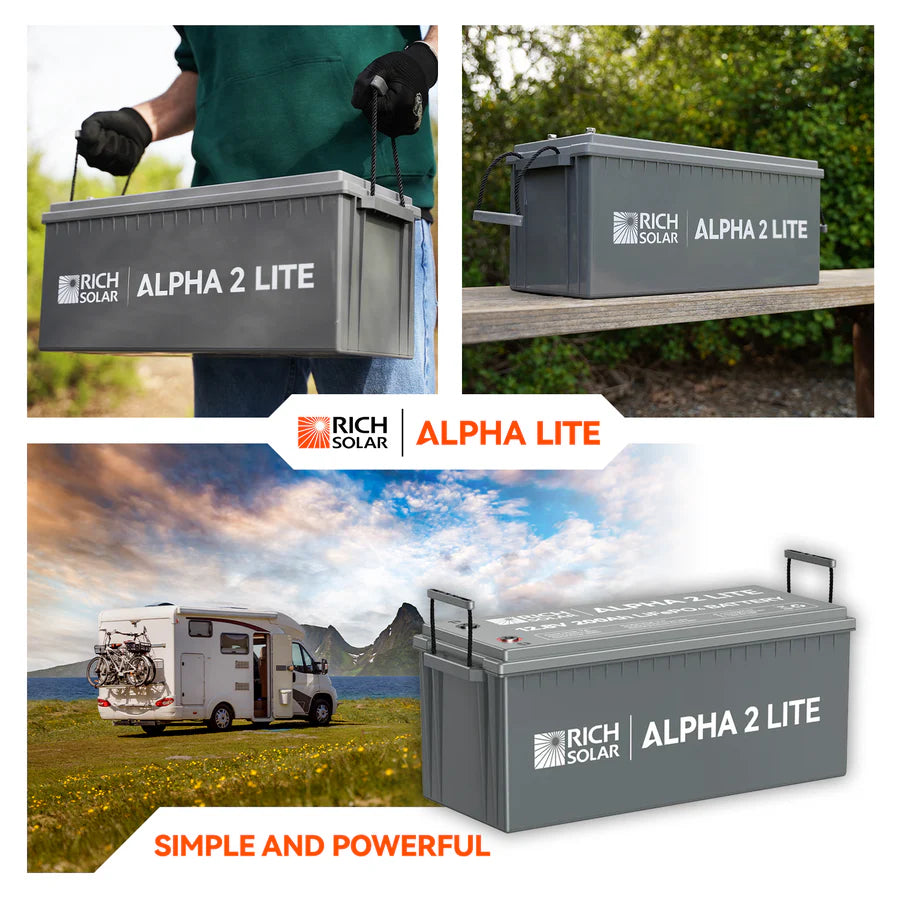 Rich Solar ALPHA 2 Series | 12V 200Ah LiFePO4 Battery | Best 12V Deep Cycle Lithium Battery for RVs, Trailers, Vans, Boats, Off-Grid