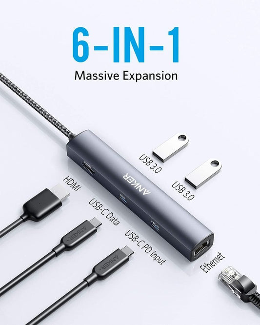 Anker <b>543</b> USB-C Hub (6-in-1, Slim)-EcoPowerit