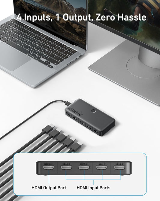 Anker HDMI Switch (4 in 1 Out, 4K HDMI)-EcoPowerit