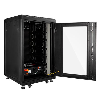 Rich SolarBattery Server Rack for ALPHA 5 PRO | 6-Slot Enclosed Battery Cabinet | Includes Wheels & 600A Bus Bar Covers | Pre-assembled