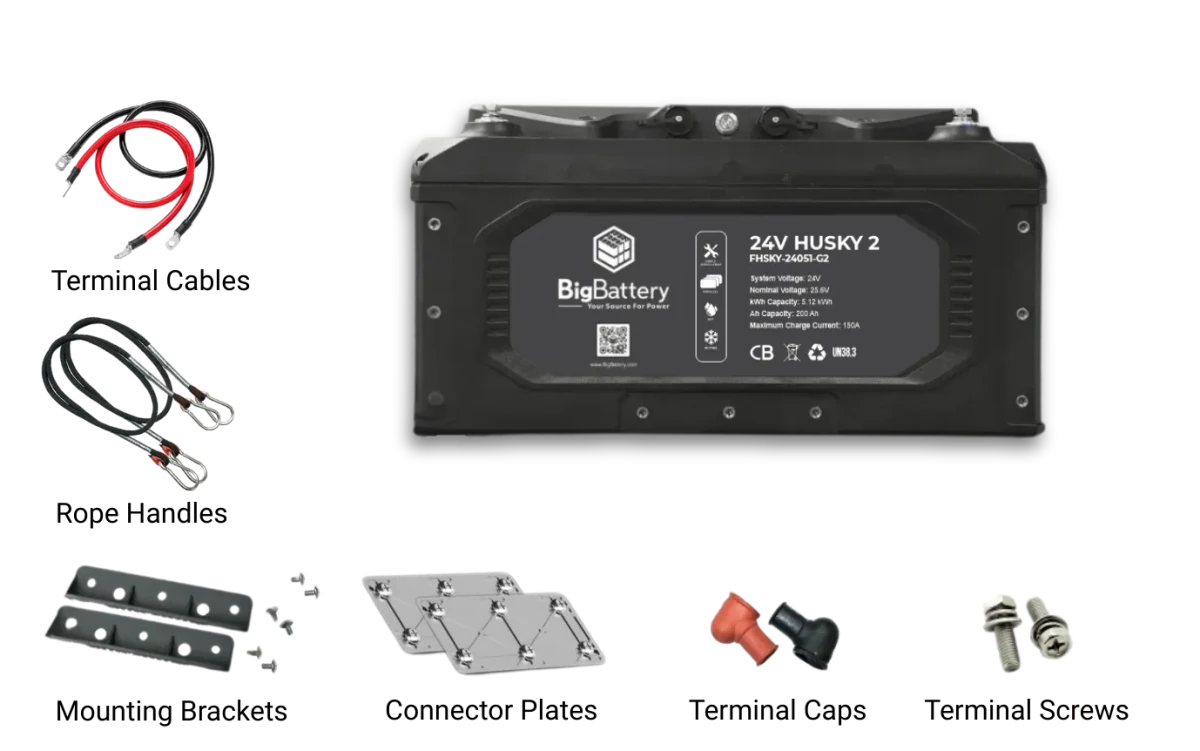 BigBattery 24V HUSKY 2 INV Lithium Battery 5.12kWh 200Ah | LiFePO4 | Inverter Comms | RV | Off-Grid | Marine Battery-EcoPowerit