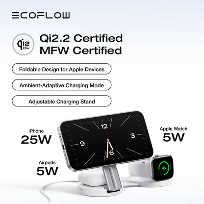 EcoFlow RAPID Mag Qi2.2 Wireless Charging Station (3-in-1 Foldable)