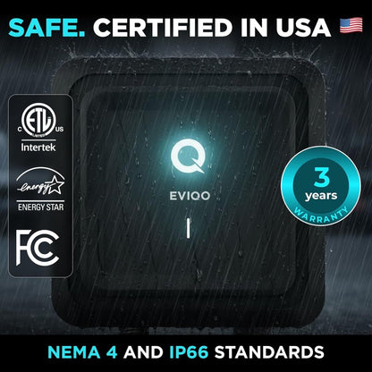 EVIQO Level 2 EV Charger, 40A (9.6kW), 240V, NEMA 14-50 Plug-in, J1772 for Non-Tesla EVs-EcoPowerit