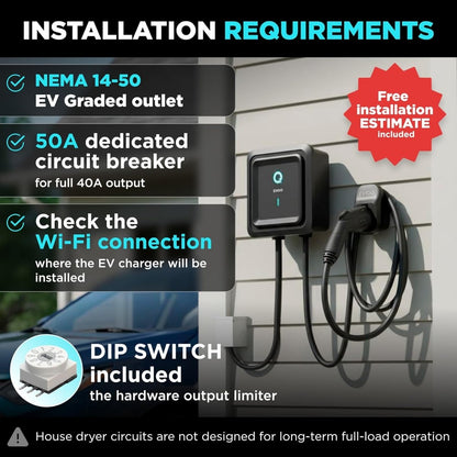 EVIQO Level 2 EV Charger, 40A (9.6kW), 240V, NEMA 14-50 Plug-in, J1772 for Non-Tesla EVs-EcoPowerit