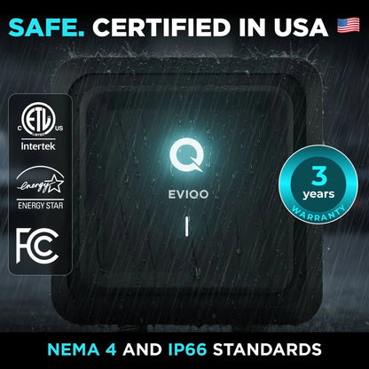 EVIQO Level 2 EV Charger, 48A (50A Max), 240V, Hardwired, J1772 for Non-Tesla EVs-EcoPowerit