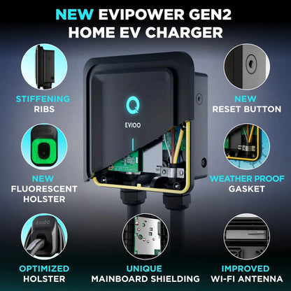 EVIQO NACS Level 2 EV Charger, 48A (50A Max), 240V, Hardwired, for Tesla EVs-EcoPowerit