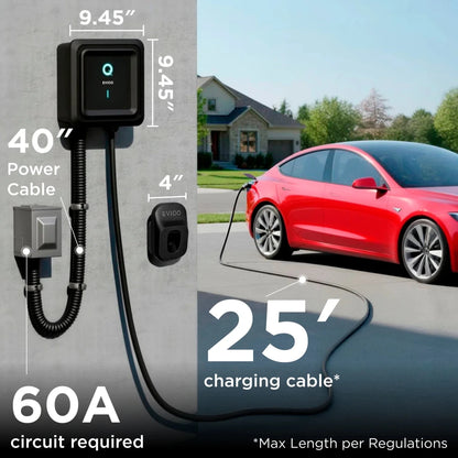 EVIQO NACS Level 2 EV Charger, 48A (50A Max), 240V, Hardwired, for Tesla EVs-EcoPowerit