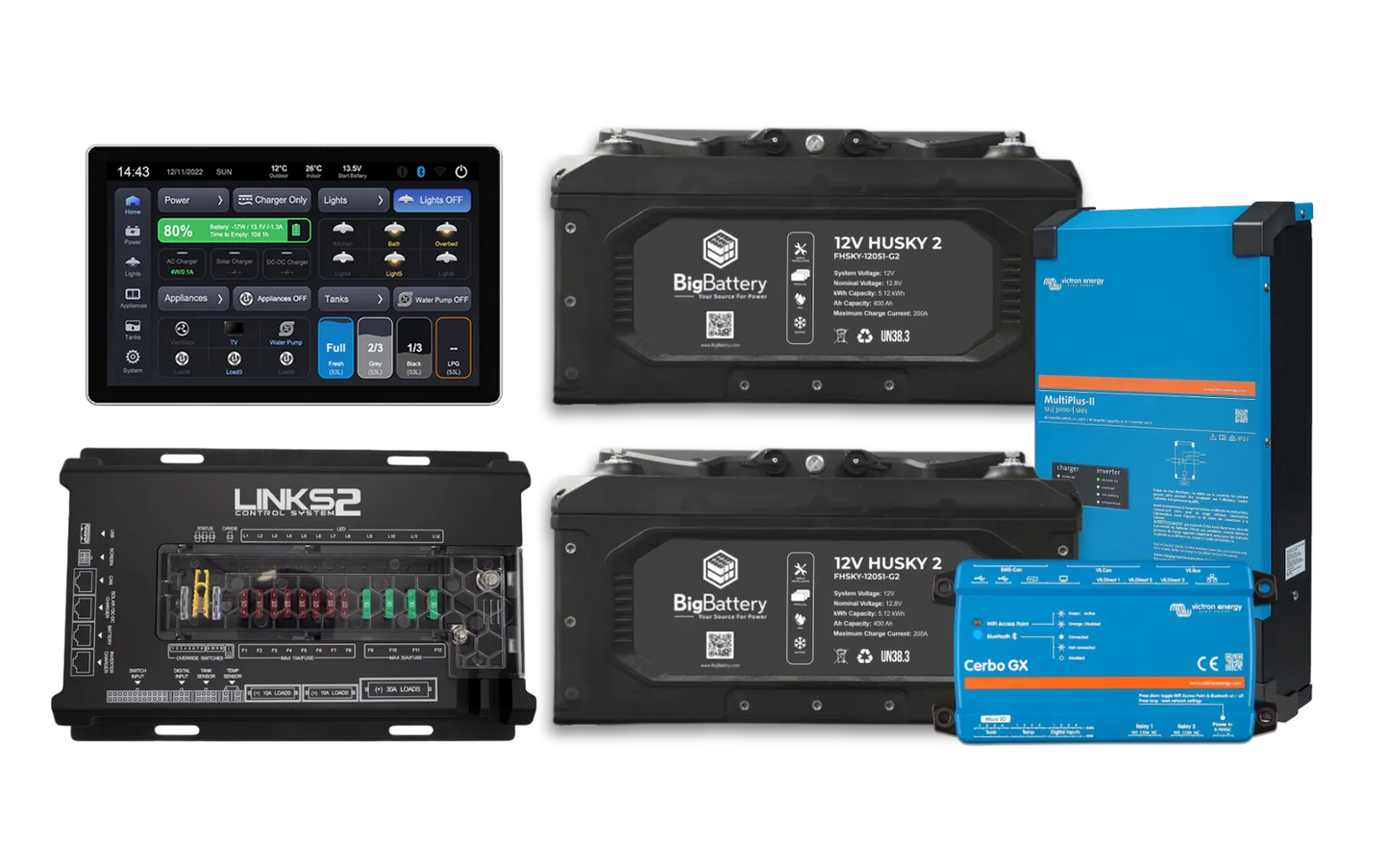 BigBattery 12V RV HUSKY2-Victron-LINKS2 Control System