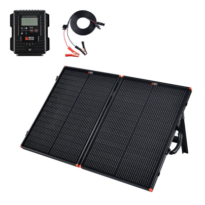Rich Solar MEGA 100 Portable Briefcase| 100 Watt Portable Solar Panel | Premium 12V Portable Solar Panel for Generators, Vans, Campers | High Efficiency