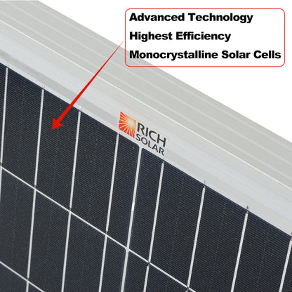 Rich Solar MEGA 200 PRO | 200 Watt 24 Volt Solar Panel | Premium 24V Off-Grid Solar Panel for RVs, Trailers, Cabins | 25-Year Output Warranty | UL Certified