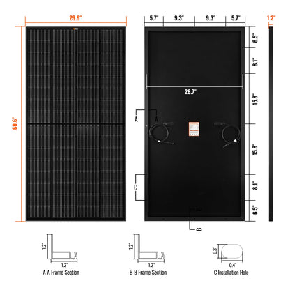 Rich Solar MEGA 250 | 250 Watt Solar Panel | Premier 12V Off-Grid Solar Panel for RVs, Vans, Boats | 25-Year Output Warranty | UL Certified