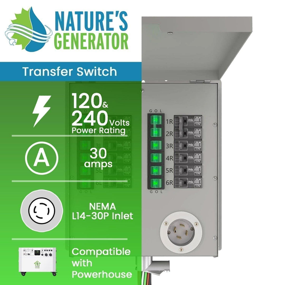 Nature's Generator 12-Circuit 120/240V 30A Non-Automatic Transfer Switch