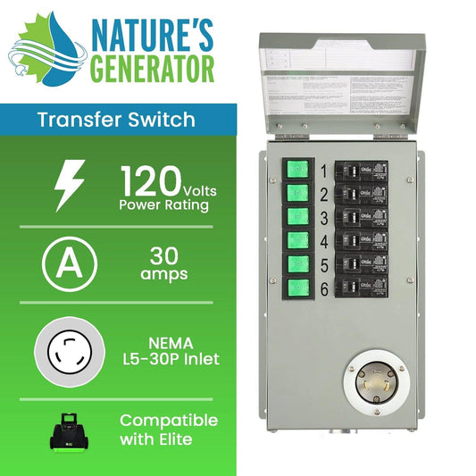 Nature’s Generator 120V 30A 6-Circuit Non-Automatic Transfer Switch