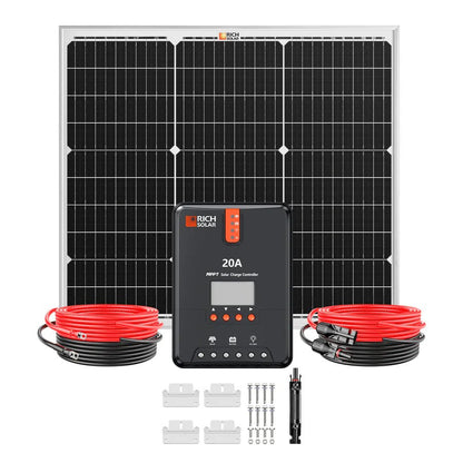 Rich Solar 50 Watt Solar Kit | Includes 50W Solar Panel + 20A MPPT Solar Controller + Wires and Brackets | DIY Complete Solar Kit without Batteries-EcoPowerit