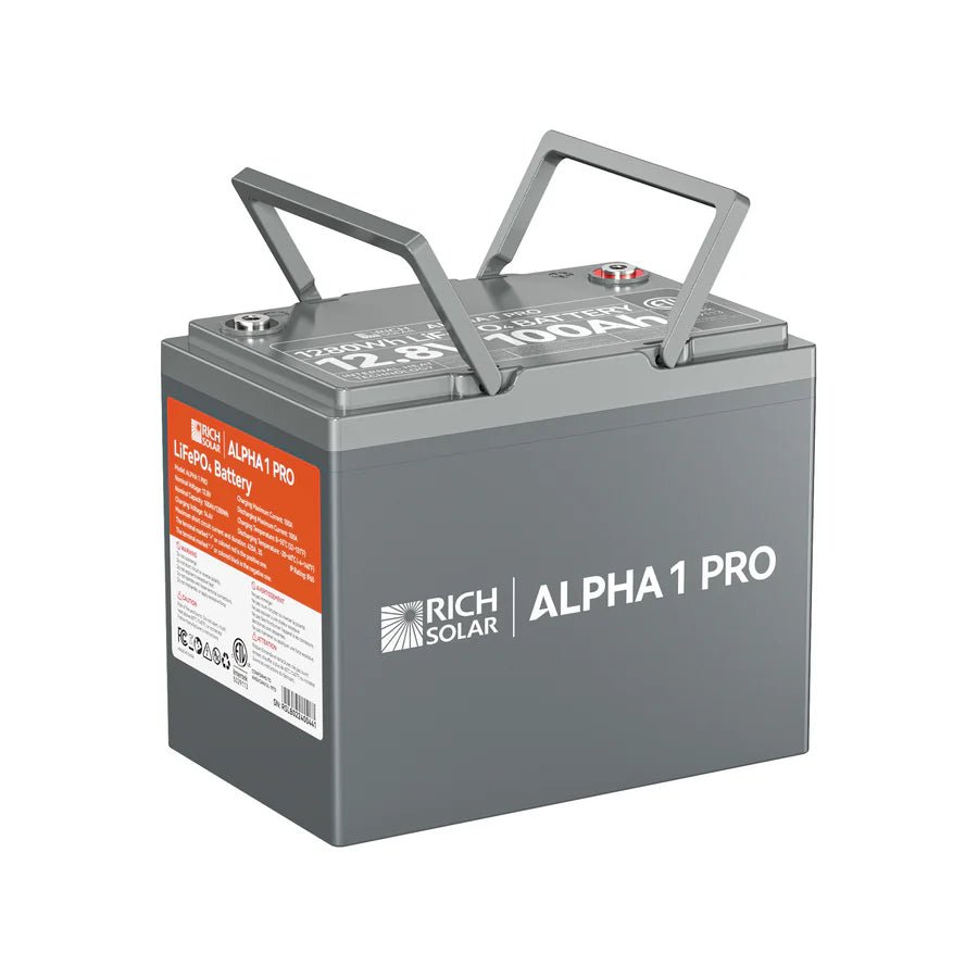 Rich Solar ALPHA 1 Series | 12V 100Ah LiFePO4 Battery | Powerful 12V Lithium Battery for RVs, Trailers, Vans, Boats, Off-Grid| Bluetooth and Internal Heat Technology-EcoPowerit