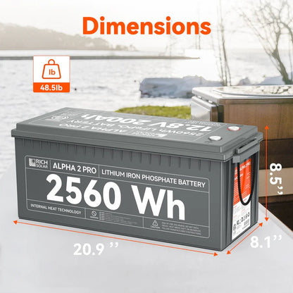 Rich Solar ALPHA 2 Series | 12V 200Ah LiFePO4 Battery | Best 12V Deep Cycle Lithium Battery for RVs, Trailers, Vans, Boats, Off-Grid-EcoPowerit