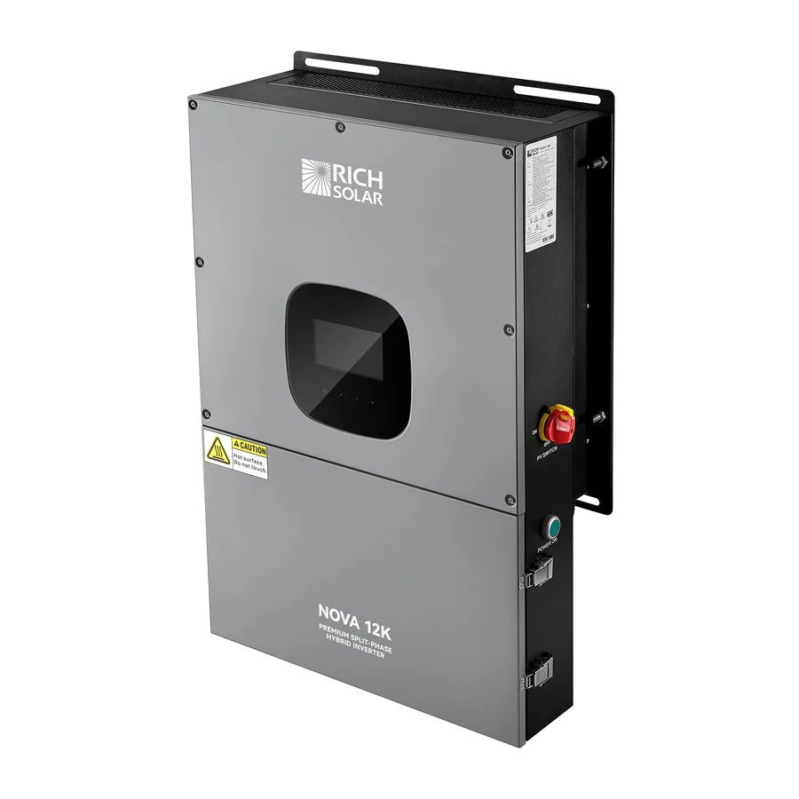 Rich Solar NOVA 12K | 12K Watt 48V Split Phase Hybrid Inverter| 12K W PV Input, 10K W Continuous Output 120/240V | Premium Inverter for Cabins, ADUs, Tiny Homes, Residential, Agriculture, Off-Grid, On-Grid | UL Certified-EcoPowerit