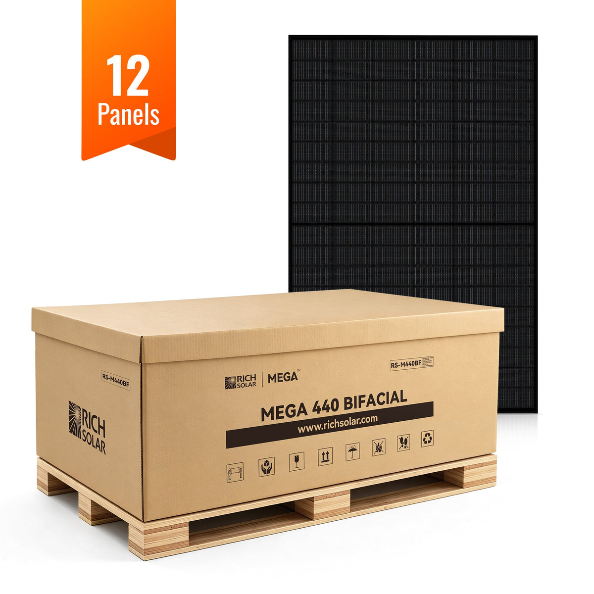 Rich Solar MEGA 440 BIFACIAL | 440W Bifacial N-Type Solar Panel | Premium 24V Grid-tie or Off-grid Solar Panel for Residential, Commercial, Agriculture | 25-Year Output Warranty | UL Certified