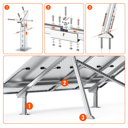 Rich Solar Solar Ground Mount | Adjustable, Easy-to-Install Brackets for 1-4 Panels