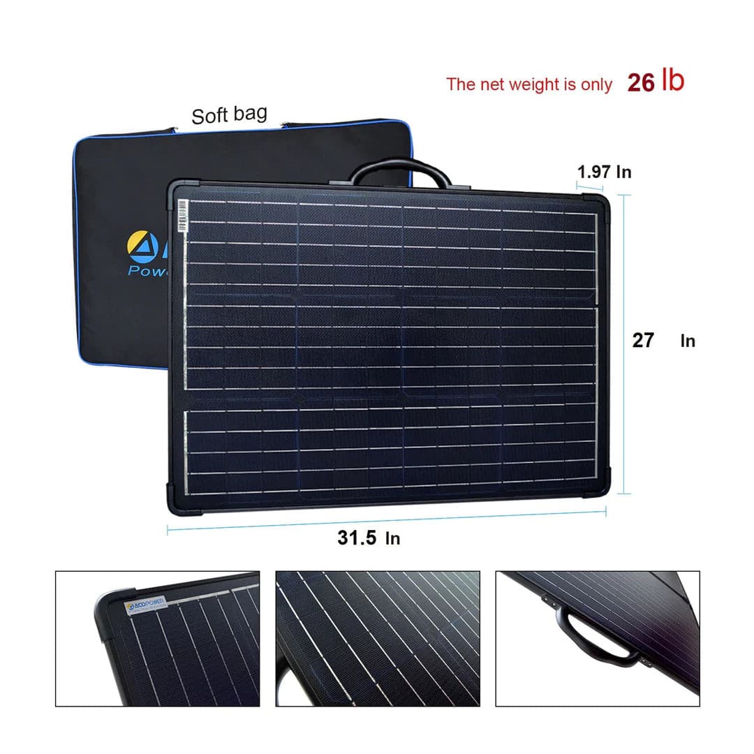 ACOPOWER|PLK 200W Lightweight Briefcase with 20A Charge Controller Portable Solar Panel Kit-EcoPowerit