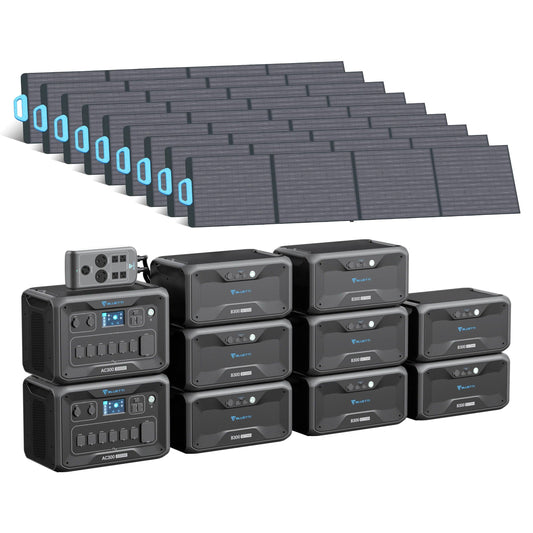 BLUETTI| 2*AC300+8*B300 24,576Wh+8*PV200+1*P030A-USP Mode Solar Generator Kit-EcoPowerit